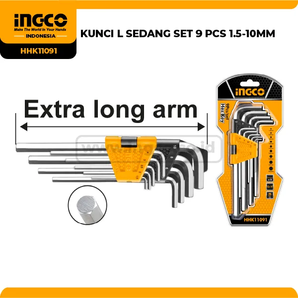 HHK11091 - KUNCI L SEDANG SET 9 PCS 1.5-10MM